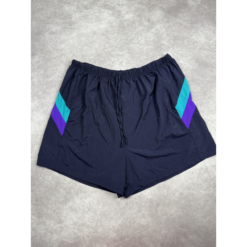 Inches Off Swimwear Nylon Shorts Mens 1X Black Purple Teal‎ Drawstring Retro 90s